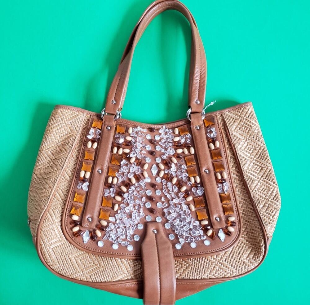 Rare Cole Haan Jeweled Leather Tote